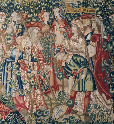 Przypowieść o robotnikach w winnicy, ok. 1500 r. (gobelin) autorstwa Pieter (studio of) Coecke van Aelst