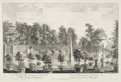 Widok na oranżerię, ogród Lorda Burlingtona w Chiswick autorstwa Pieter Andreas Rysbrack