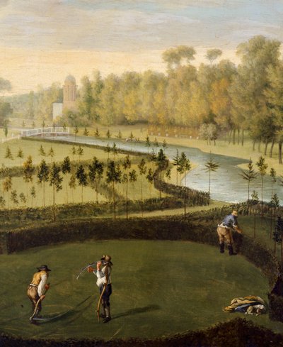 Ogrody w Chiswick House od zachodu (fragment 369420) (olej na desce) autorstwa Pieter Andreas Rysbrack