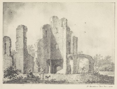Krajobraz z ruinami i postaciami autorstwa Pieter Bartholomeusz. Barbiers