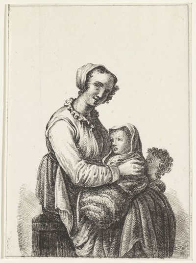 Mama z dzieckiem i maluchem autorstwa Pieter Bartholomeusz. Barbiers