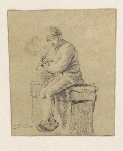 siedzący wieśniak autorstwa Pieter Bartholomeusz. Barbiers