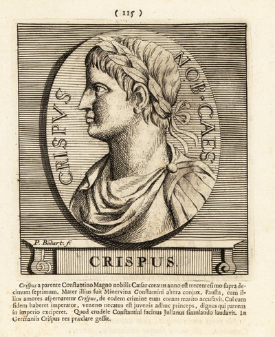 Flawiusz Juliusz Kryspus, syn cesarza rzymskiego Konstantyna Wielkiego, 1724 (rycina) autorstwa Pieter Bodart