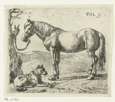 Koń i pies na łące Konie (tytuł serii) autorstwa Pieter Bodding van Laer