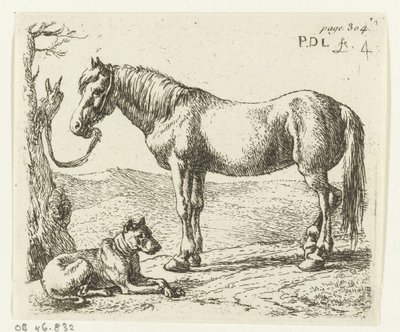 Koń i pies na łące Konie (tytuł serii) autorstwa Pieter Bodding van Laer