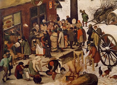 Spis ludności w Betlejem, szczegóły biura spisowego autorstwa Pieter Bruegel the Elder