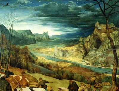 Powrót stada jesień, 1565 olej na detalu panelu z 556 autorstwa Pieter Bruegel the Elder