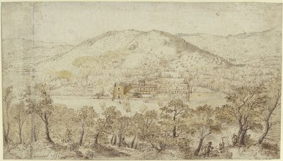 Południowy pagórkowaty krajobraz z budynkami klasztornymi autorstwa Pieter Brueghel the Elder