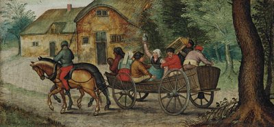 Niderlandzki: Chłopi na wozie Chłopi na otwartym wozie autorstwa Pieter Brueghel the Younger