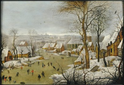Zimowy krajobraz z pułapką na ptaki i ucieczką do Egiptu , 1622. autorstwa Pieter Brueghel the Younger