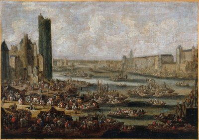 Tour de Nesle i Luwr, ok. 1650, ok. 1650 (olej na płótnie) autorstwa Pieter Casteels