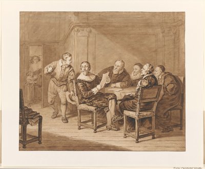 Hugo de Groot otrzymuje wiadomość, że przyjechała jego żona autorstwa Pieter Christoffel Wonder (signed by artist)