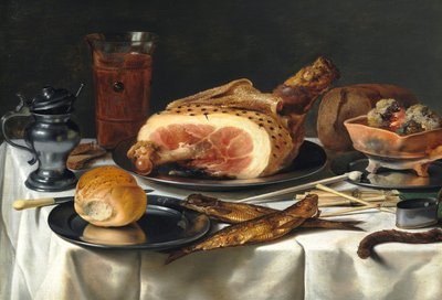 Martwa natura z szynką autorstwa Pieter Claesz