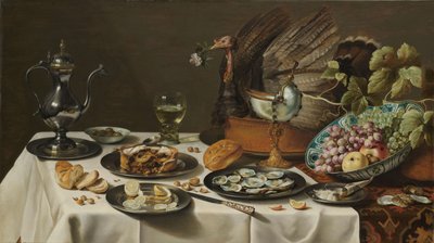 Martwa natura z ciastem z indyka autorstwa Pieter Claesz
