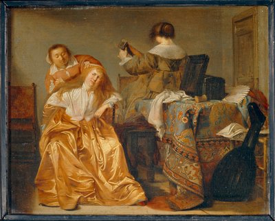 Dame à sa toilette - Dama w swojej toalecie ... autorstwa Pieter Codde