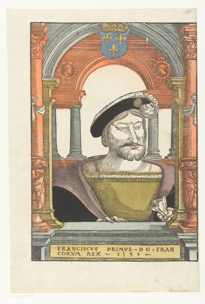 Portret Franciszka I z Francji Francis primus - dg . francorum rex (tytuł na obiekcie) autorstwa Pieter Coecke van Aelst (I) (circle of)