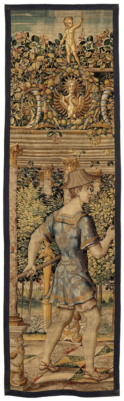 Vertumnus i Pomona: Vertumnus przemieniony w rybaka, ok. 1550 r. (złoto, wełna i jedwab) autorstwa Pieter Coecke van Aelst