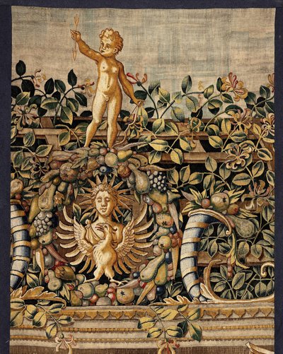 Vertumnus i Pomona: Vertumnus przemieniony w rybaka, ok. 1550 r. (złoto, wełna i jedwab) autorstwa Pieter Coecke van Aelst