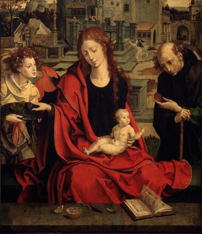 Święta Rodzina z Aniołem autorstwa Pieter Coecke van Aelst