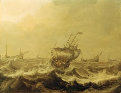 Statki podczas burzy autorstwa Pieter Coopse