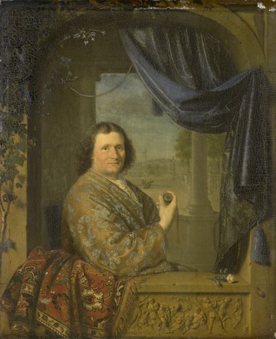 Portret mężczyzny trzymającego zegarek, 1688 autorstwa Pieter Cornelisz Slingelandt van