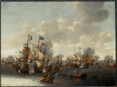 Bitwa morska czterech dni autorstwa Pieter Cornelisz. Soest