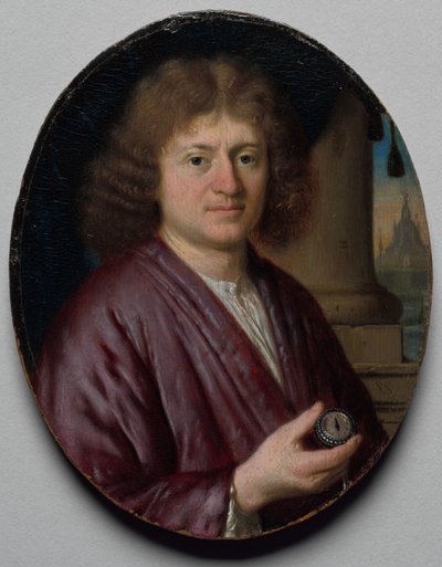 Portret mężczyzny trzymającego zegarek autorstwa Pieter Cornelisz van Slingelandt