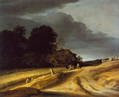 Krajobraz z polną drogą i wiejskim domem autorstwa Pieter Dircksz Santvoort