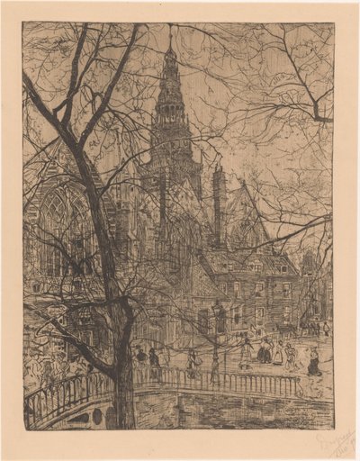 Stary Kościół w Amsterdamie autorstwa Pieter Dupont (signed by artist)