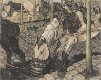 Karmienie koni autorstwa Pieter Dupont (signed by artist)