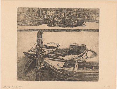 Statki w Damrak w Amsterdamie autorstwa Pieter Dupont (signed by artist)