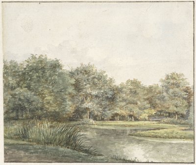 Krajobraz z drzewami na wodzie autorstwa Pieter Ernst Hendrik Praetorius
