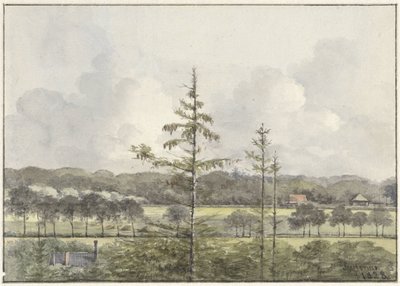 Widok na łąki z farmami autorstwa Pieter Ernst Hendrik Praetorius