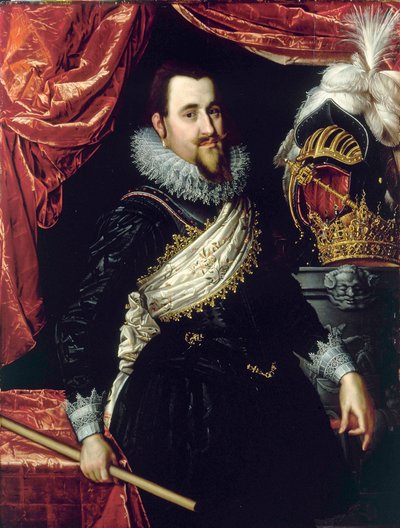 Portret Chrystiana IV, króla Danii (1577-1648). Obraz Pietera Isaacsza (1569-1625) ok. 1615 r. Zamek Frederiksborg. Dania. autorstwa Pieter Fransz. Isaacsz.