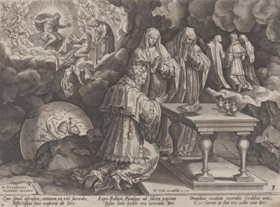 Starość i śmierć, z cyklu życia ludzkiego, 1570. autorstwa Pieter Furnius