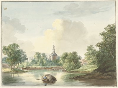 Hogewoerdse Poort w Lejdzie widziany z Singel autorstwa Pieter Gerardus van Os