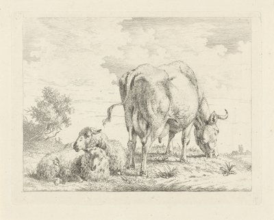 Krowa z dwiema owcami autorstwa Pieter Gerardus van Os