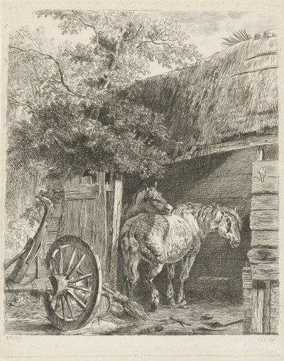 Dwa konie w stodole autorstwa Pieter Gerardus van Os