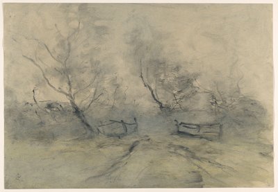 Skraj lasu z ogrodzeniem autorstwa Pieter H.J.J. Ras (signed by artist)