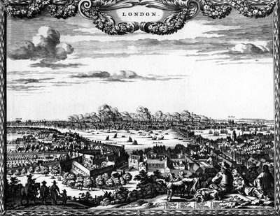 Broadside Wielkiego Pożaru Londynu, 1666 autorstwa Pieter Hendricksz Schut