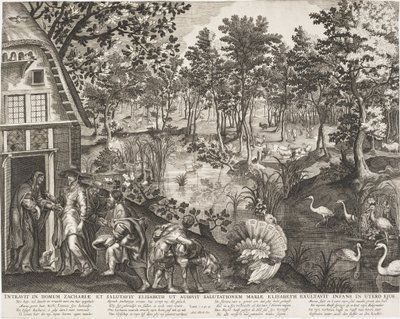 Nawiedzenie w leśnym krajobrazie autorstwa Pieter II de Jode