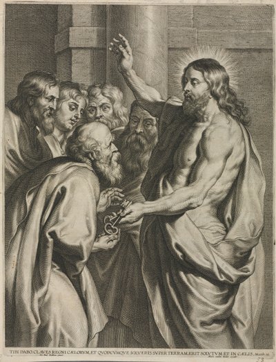 Chrystus dający klucze Piotrowi. autorstwa Pieter I de Jode