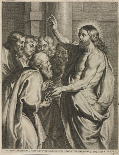 Chrystus dający klucze Piotrowi autorstwa Pieter I de Jode