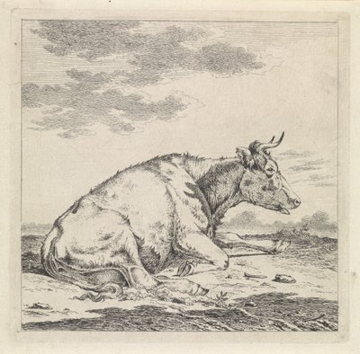Leżąca krowa, w prawo autorstwa Pieter Janson
