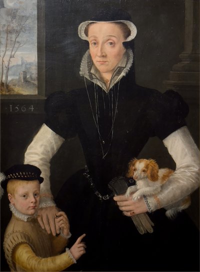 Wdowa z synem autorstwa Pieter Jansz. (manner of) Pourbus