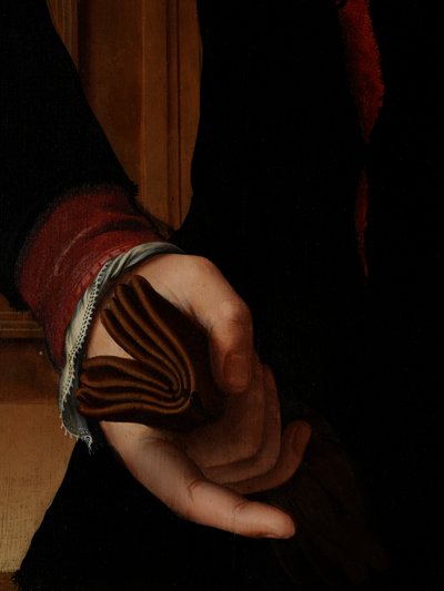 Fragment portretu Jana van Eyewerve autorstwa Pieter Jansz. Pourbus