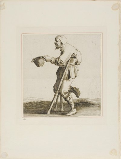 Lame Beggar Asking for Alms, od T is al verwart-gaern (To już jest mylące) autorstwa Pieter Jansz. Quast