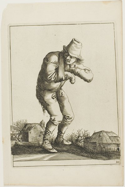 Tramp with a Sling, od T is al verwart-gaern (To już jest mylące) autorstwa Pieter Jansz. Quast