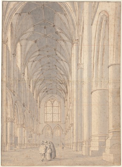Wnętrze kościoła św Bawona, Haarlem autorstwa Pieter Jansz Saenredam