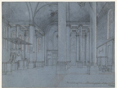 Widok wnętrza Nieuwe Kerk, Haarlem, widziany od wschodniego krańca nawy północnej, patrząc na zachód autorstwa Pieter Jansz Saenredam
